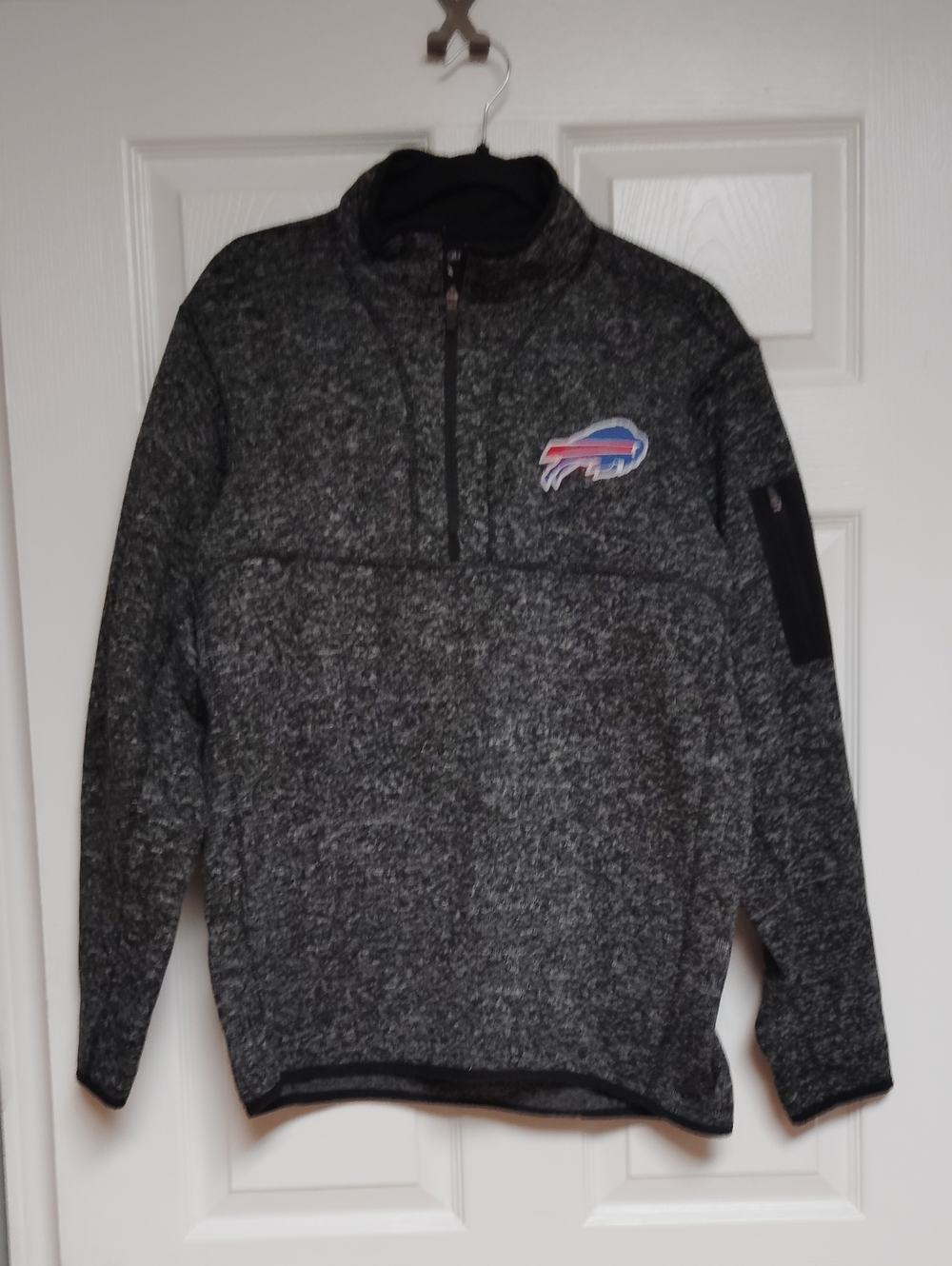Antigua Gray Heather Quarter-Zip Pullover with Bills Logo
